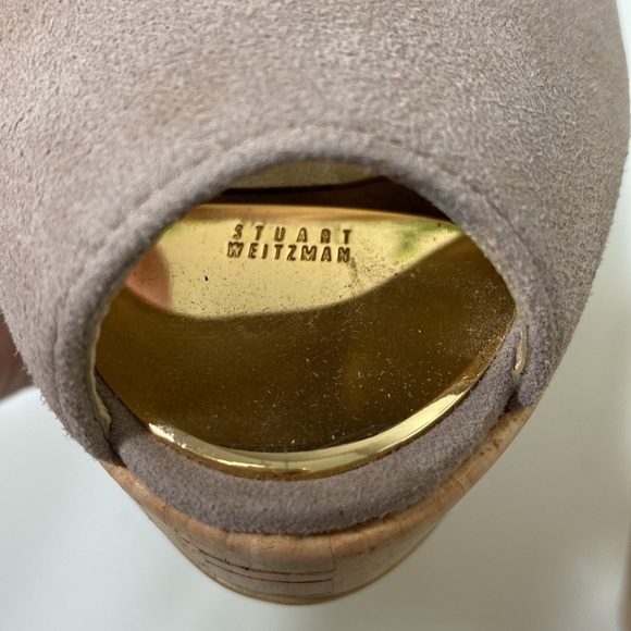 Stuart‎ Weitzman Anna Cork Wedge Peep Toe Pump Haze Size 8 - Picture 11 of 12